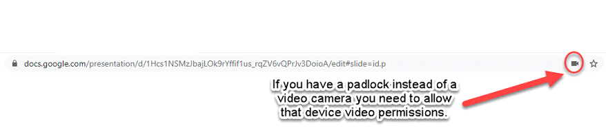 If you have a padlock instead of a video camera next to the URL, you need to allow that device video permissions
